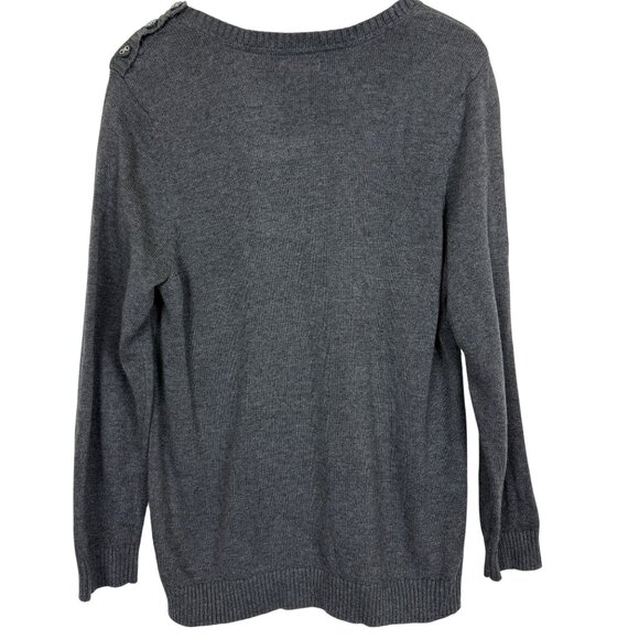 Charter Club Women’s Pug Dog Knit Sweater Sz XL Cotton Blend Gray Long Sleeves - Picture 8 of 9